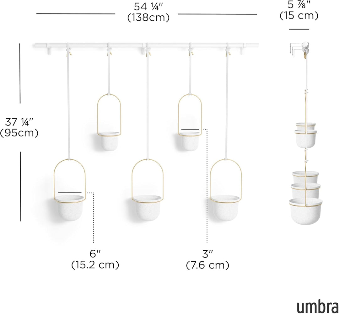 Umbra Triflora Vase, Hängeblumentopf, Wandvase, Blumenampel für Wand- und Deckenanbringung, 5er-Set,