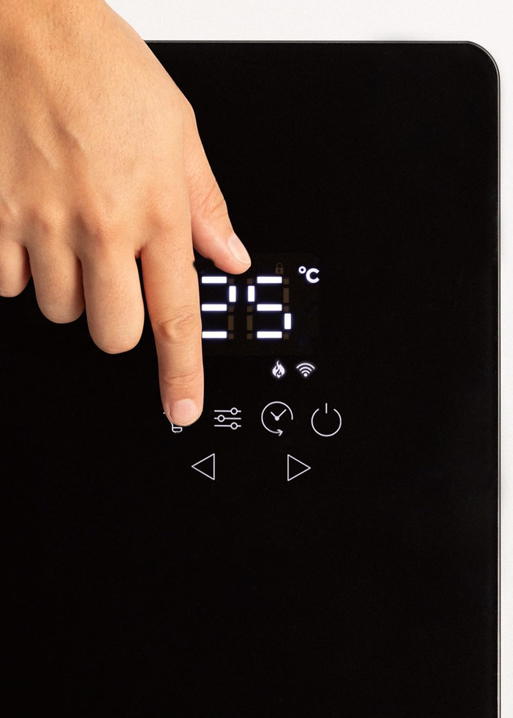 CREATE/WARM CRYSTAL 2500W / Schwarzer elektrischer Glaskonvektor, WiFi, einstellbare Leistung, leise