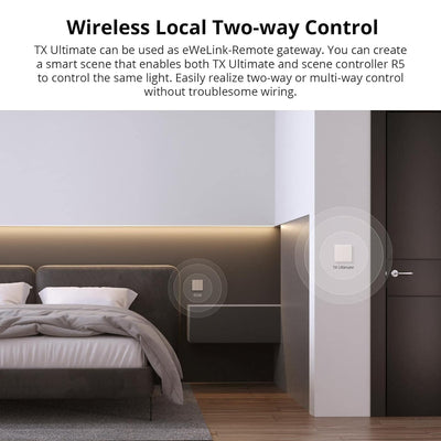SONOFF T5 2 Gang WiFi Smart Touch Lichtschalter, 2 Wege Wireless Wandlichtschalter, Full Touch Schal