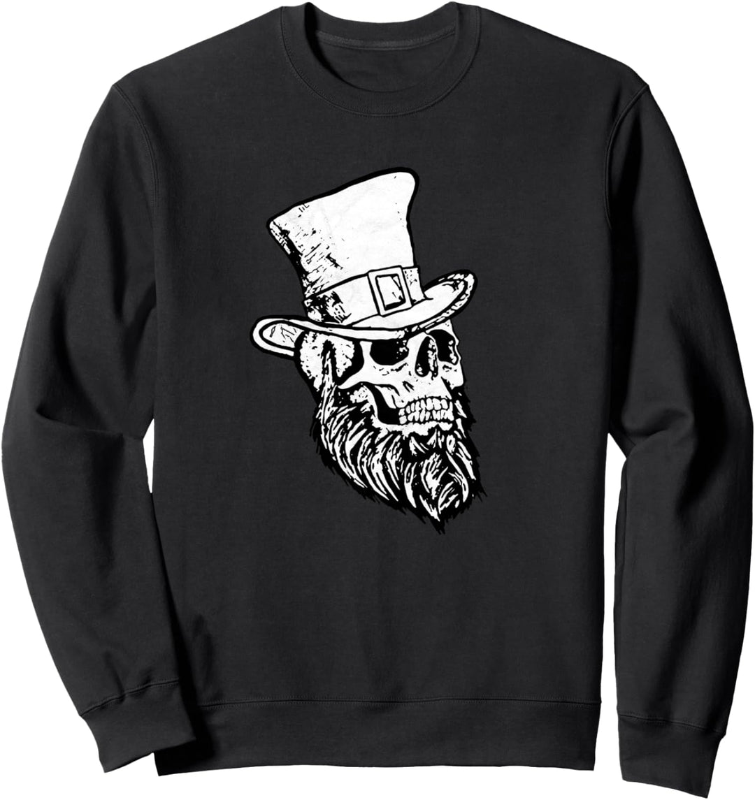 Saint Patricks Day Skull Leprechaun Beard Minimalist Sweatshirt