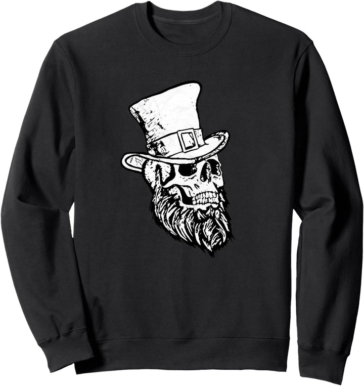 Saint Patricks Day Skull Leprechaun Beard Minimalist Sweatshirt