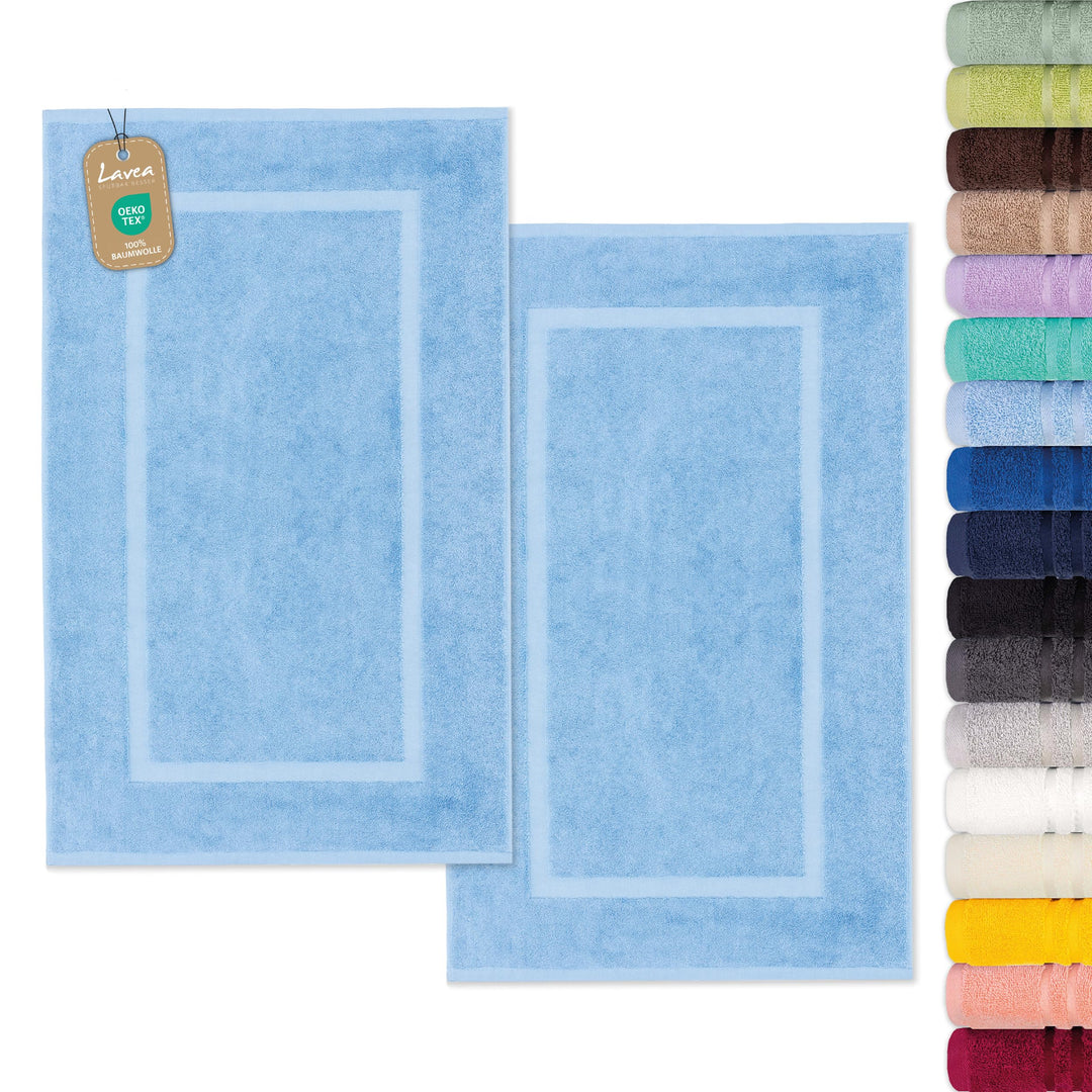 Lavea 2er Set Badematte 50x80cm, Frottierserie Elena, Delphinblau 2 x 50 x 80 cm Delphinblau, 2 x 50