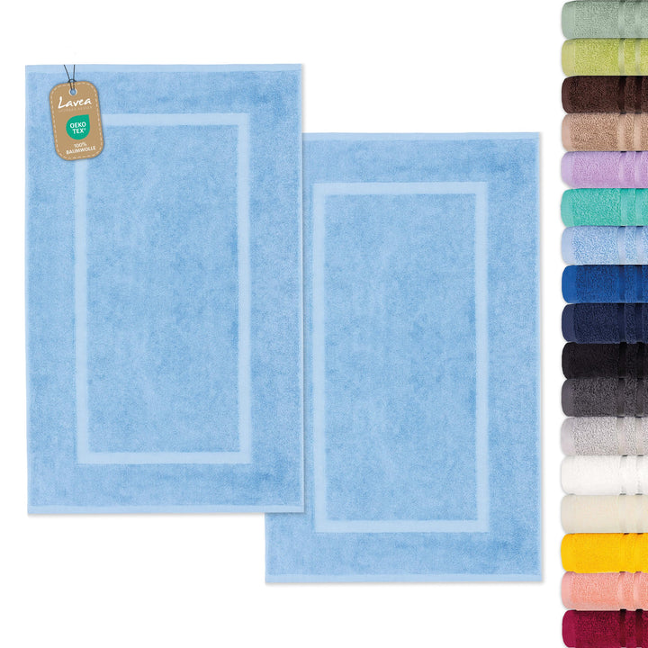 Lavea 2er Set Badematte 50x80cm, Frottierserie Elena, Delphinblau 2 x 50 x 80 cm Delphinblau, 2 x 50