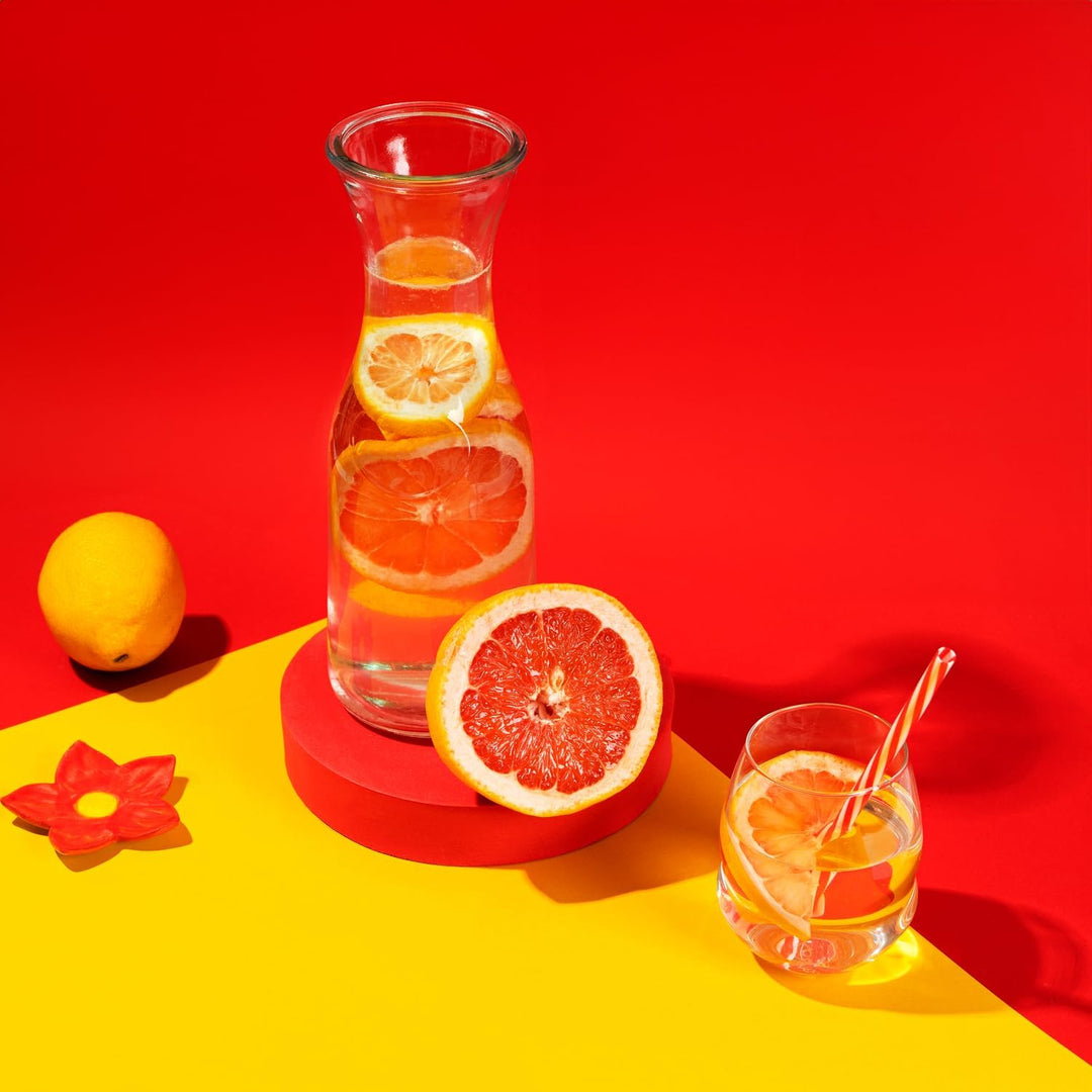 12 Stück Glaskaraffe 1L mit Deckel – Wasserkaraffe für Wasser, Saft, Limonade und Getränke 12x, 12x