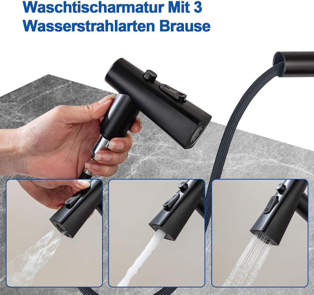 Wasserhahn Küche Mit Brause Ausziehbar,Küchenarmatur 360°Schwenkbar Spültischarmatur LED Temperatura