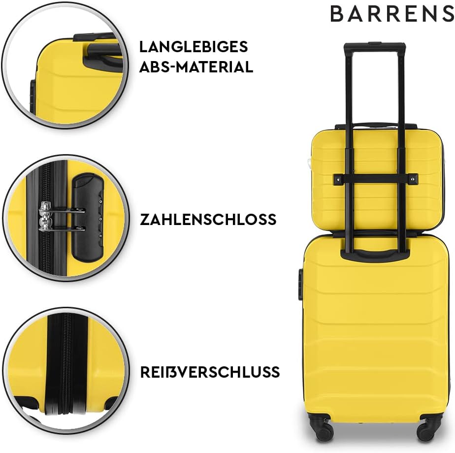 BARRENS Kabinenkoffer + Reisekosmetikkoffer Set | Handgepäck | Kabinenkoffer 55x40x20cm 34l | Kosmet