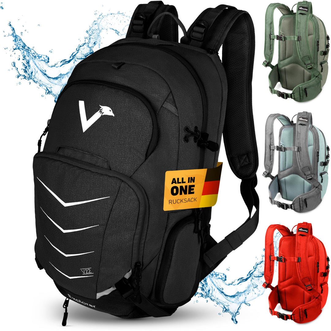 Valkental - Innovativer Rucksack mit perfekter Aufteilung (22L) Erweiterbares Volumen (Kein Schwitze