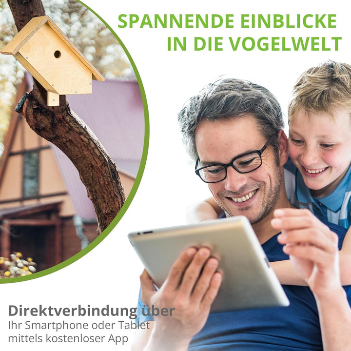 Nistkasten mit WLAN-Kamera. Autark & wetterfest, mit idealem Lichteinlass für störungsfreie Brut, mi