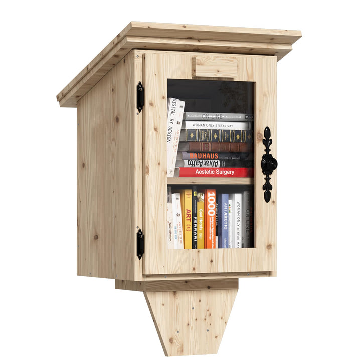MSFE Kinderregal Bücherregal, Doppelte Kleine Bibliothek Box für Draussen mit Regal, Hängeregal DIY-