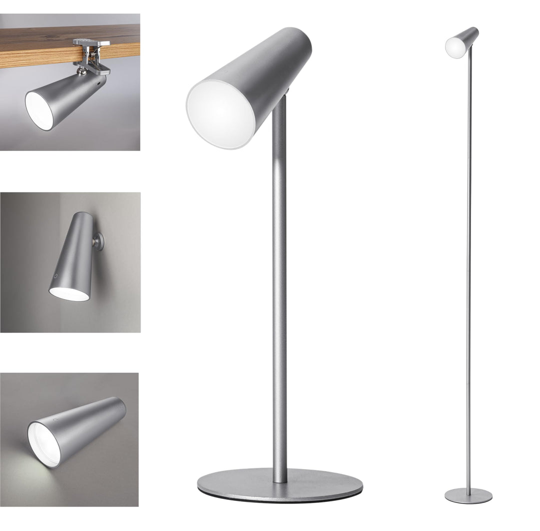 5 IN 1 LED AKKU-MULTIFUNKTIONSLAMPE DIMMBAR TISCHLEUCHTE STANDLEUCHTE TASCHENLAMPE CLIPLEUCHTE KLEMM
