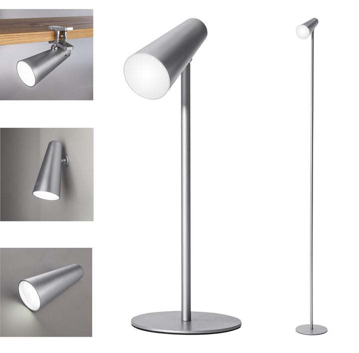 5 IN 1 LED AKKU-MULTIFUNKTIONSLAMPE DIMMBAR TISCHLEUCHTE STANDLEUCHTE TASCHENLAMPE CLIPLEUCHTE KLEMM