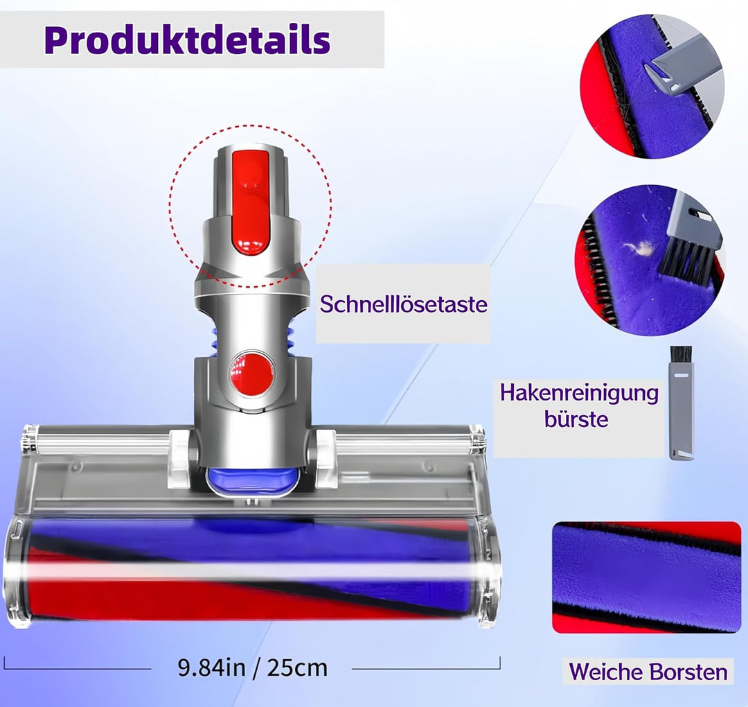 Softwalze Bodendüse für Dyson V7 V8 V10 V11 V15 SV10 SV11 SV12 SV14 SV15, Elektrischer Soft Roller B