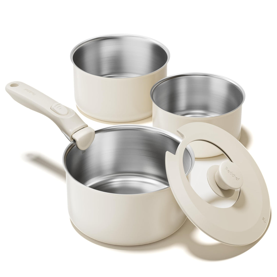 Redchef Edelstahl Topfset Induktion mit Abnehmbaren Griffen, Kochtopfset unbeschichtet 16/18/20cm un