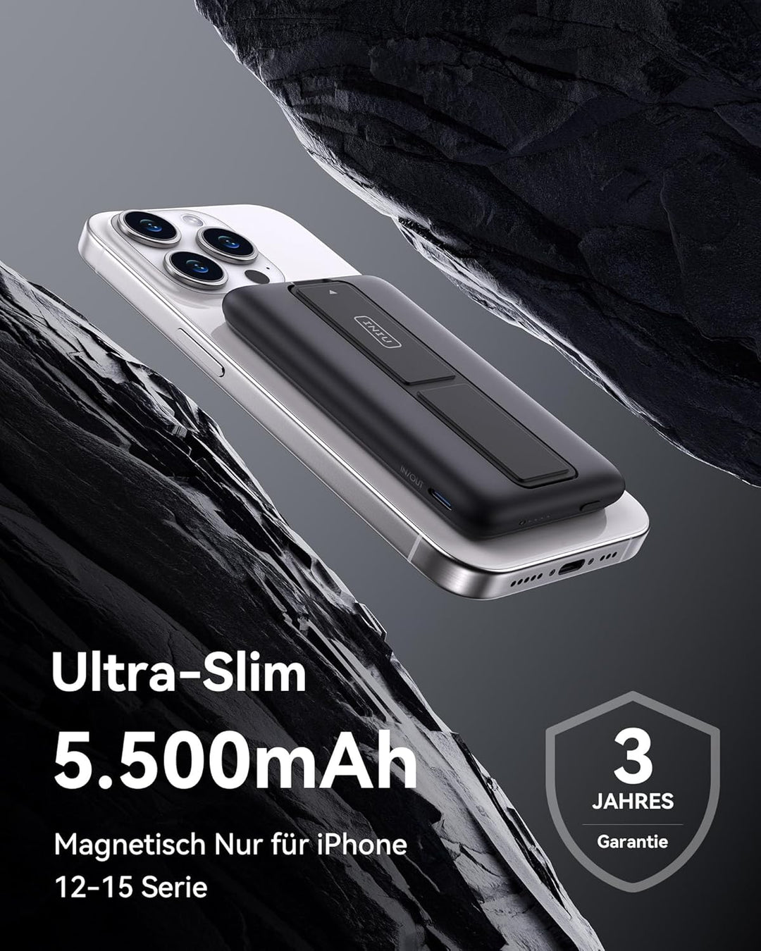 INIU Power Bank, 5500mAh 20W Powerbank Klein Aber Stark with USB C in&Out, Magnetische Externe Handy