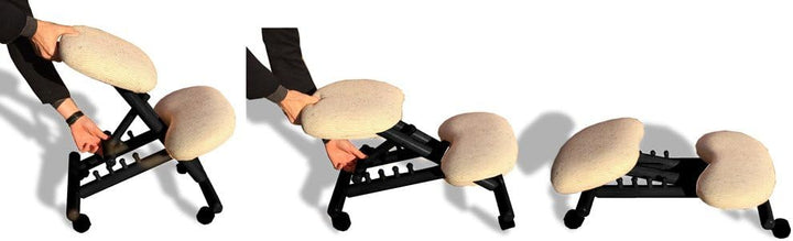 cinius Ergonomischer Stuhl Orthopädischer Kniestuhl Computerstuhl Kniehocker Stoff Schwarz/Natural F