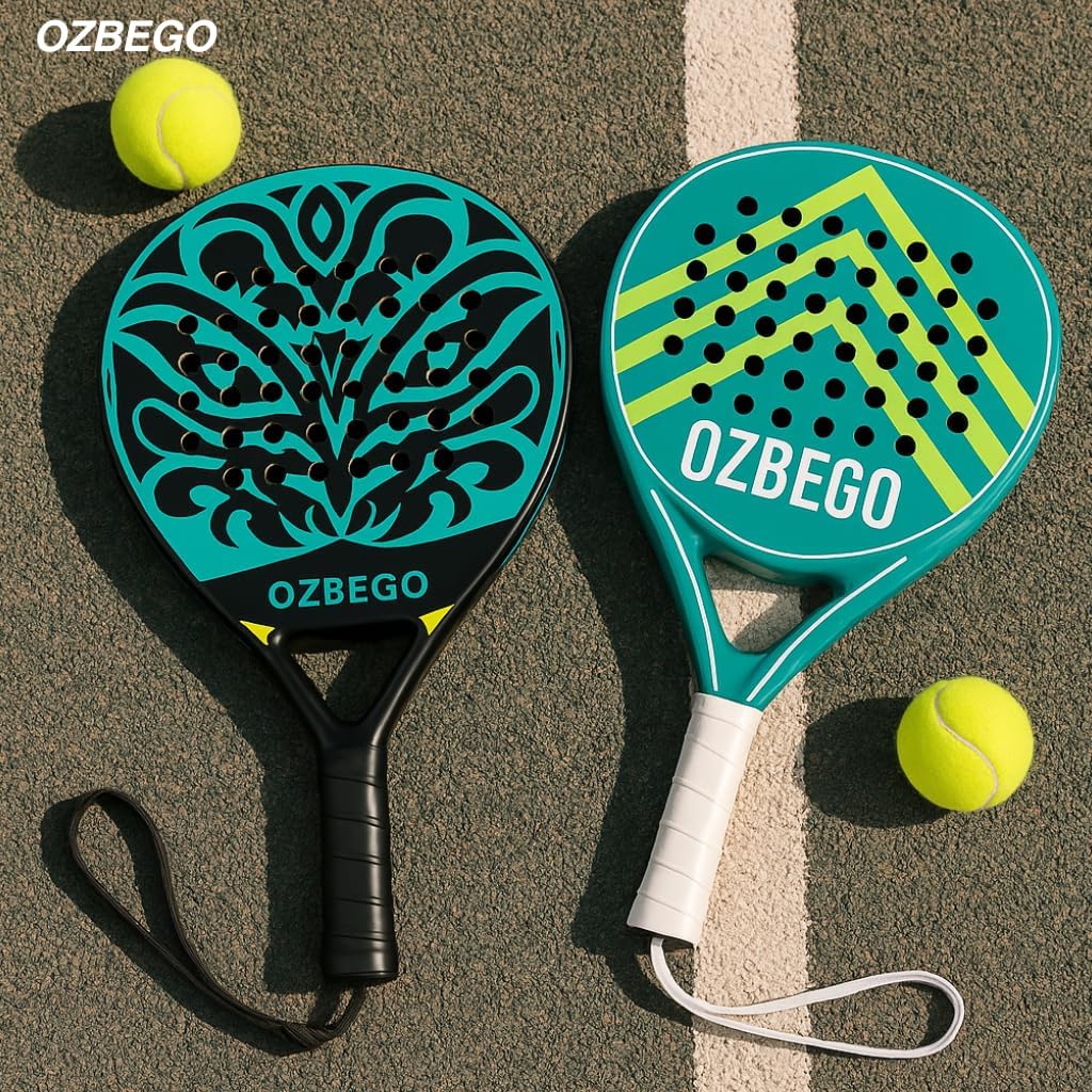 OZBEGO Padelschläger Set aus Vollcarbon inkl. Tasche, 2 Overgrips, Handgelenkband & Schutzfolie – Le