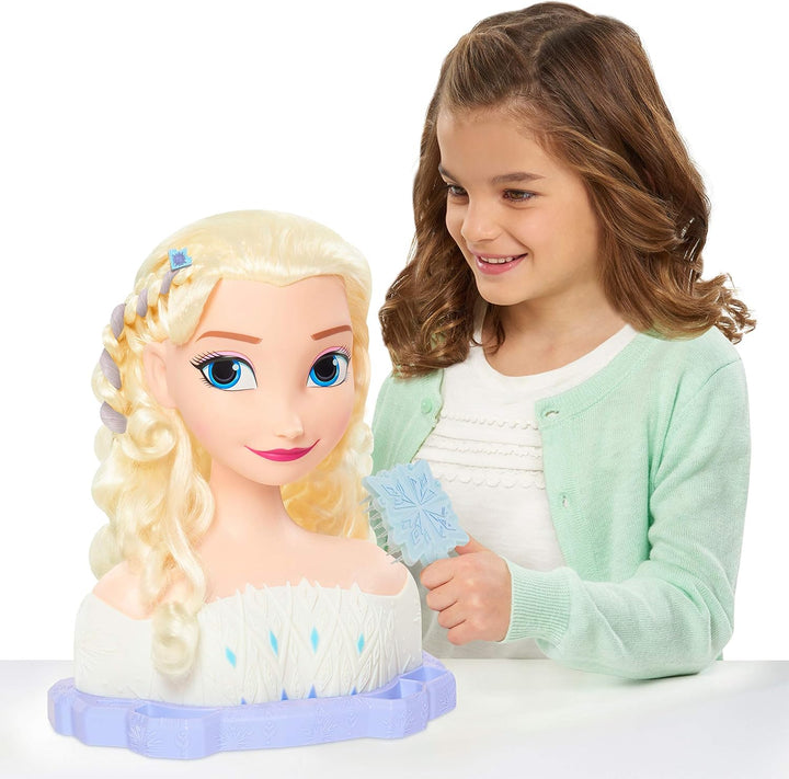 Just Play Disney Die Eiskönigin 2 Deluxe-Frisierkopf ELSA mit Zubehör, 17-teilig, Kinderspielzeug ab