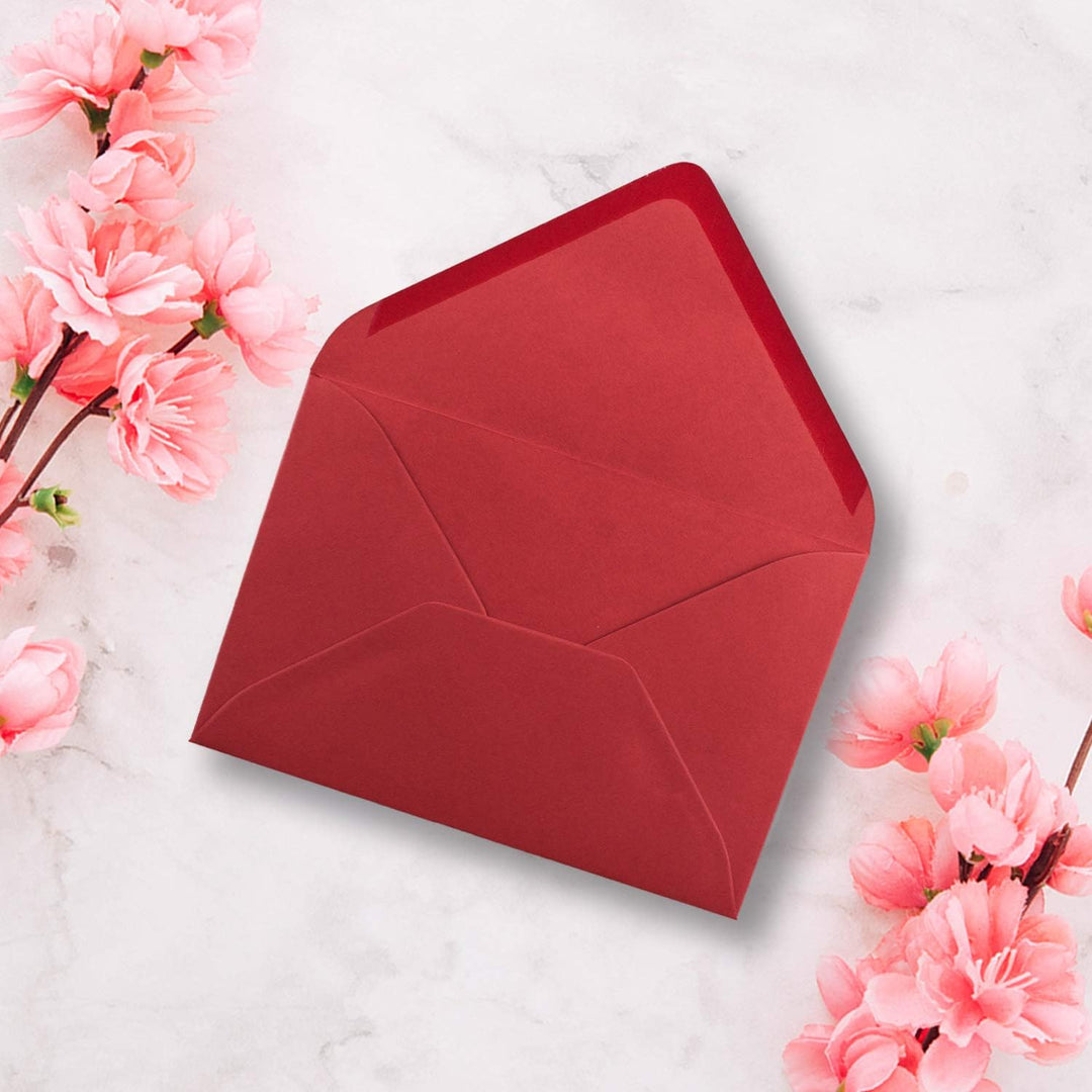 150x Briefumschläge B6-17,5 x 12,5 cm - Rosenrot - Nassklebung mit spitzer Klappe - 120 g/m² - Für H