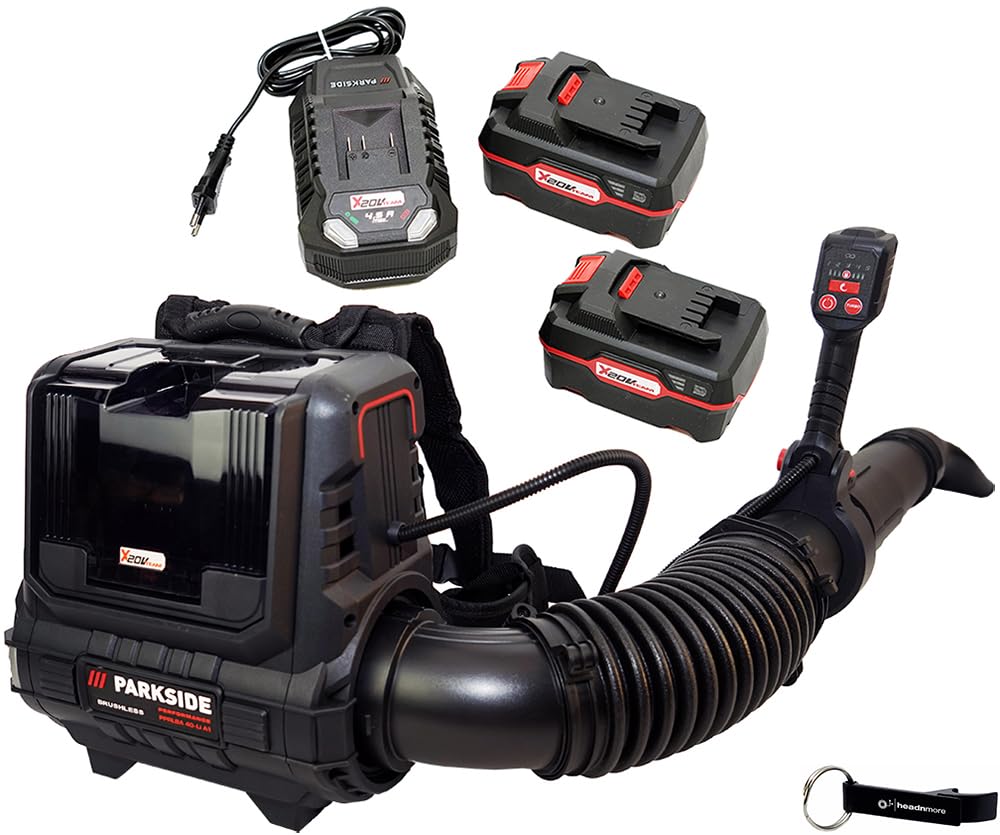 HEADNMORE® Bundle - Parkside Performance® 40V Rucksack Laubbläser PPRLBA 40 inkl 2x4Ah Akku +Schlüss
