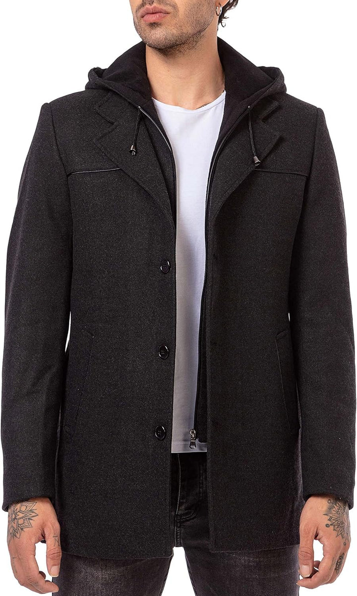 Redbridge Herren Mantel Trenchcoat Kapuzenjacke Elegant lange Jacke Hooded S Anthrazit, S Anthrazit