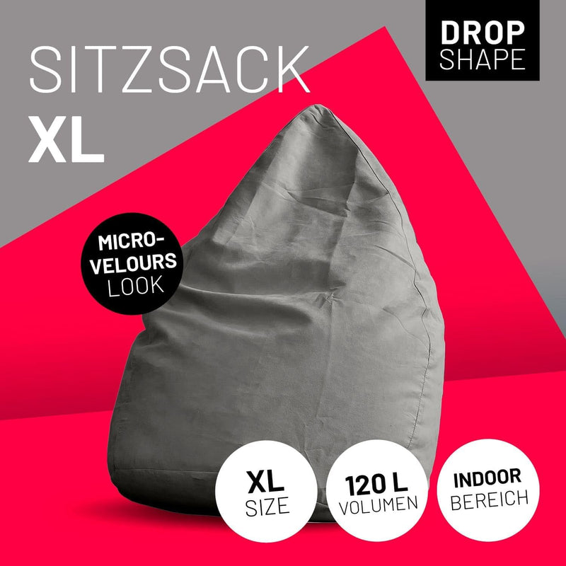 Lumaland Sitzsack Luxury 60x45cm | Microvelours Beanbag mit extra weichem & robustem Stoff | Für Erw