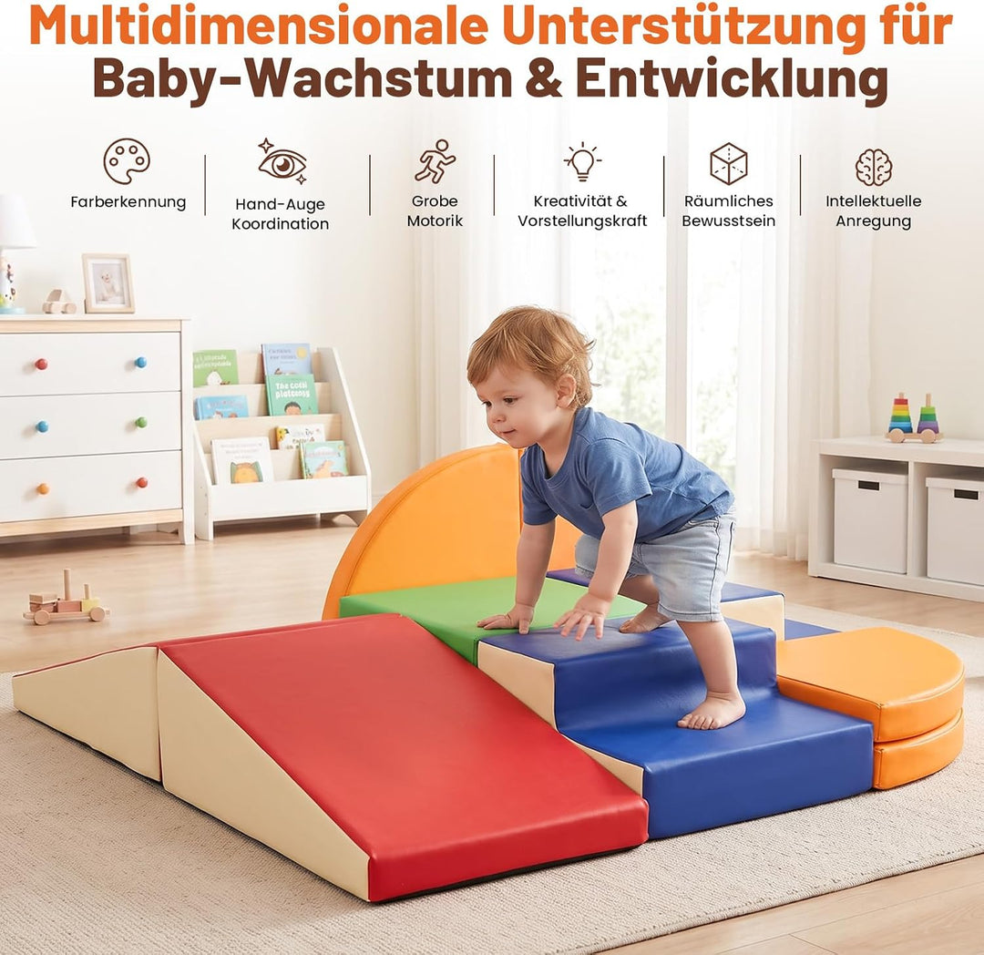 Schaumstoff Bausteine Kinder Klettern Indoor: 9 Softbausteine Riesenbausteine Spielbausteine - Weich