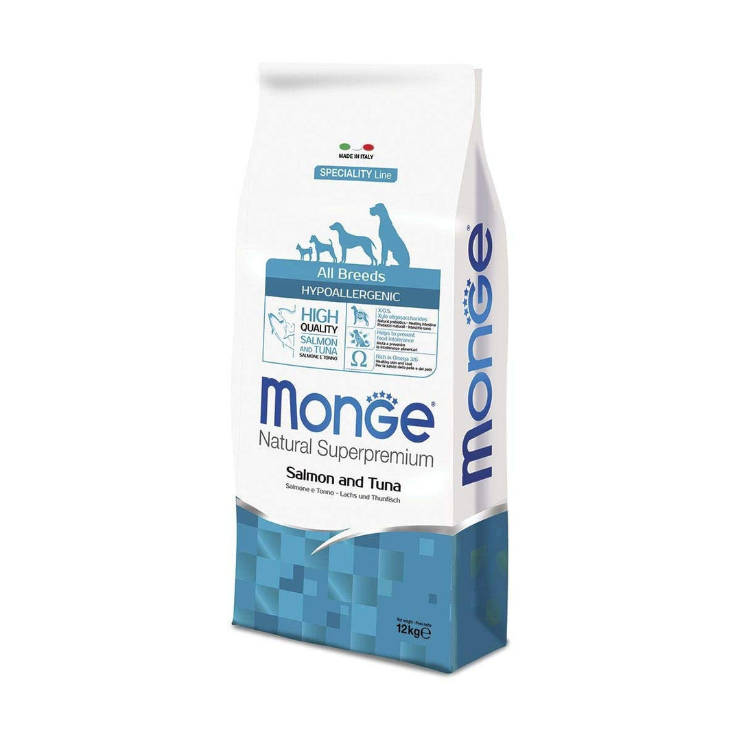 MONGE Natural Superpremium – All Breeds Hypoallergenic mit Salmon und Tonno – Angebot 2 Säcke à 12 k