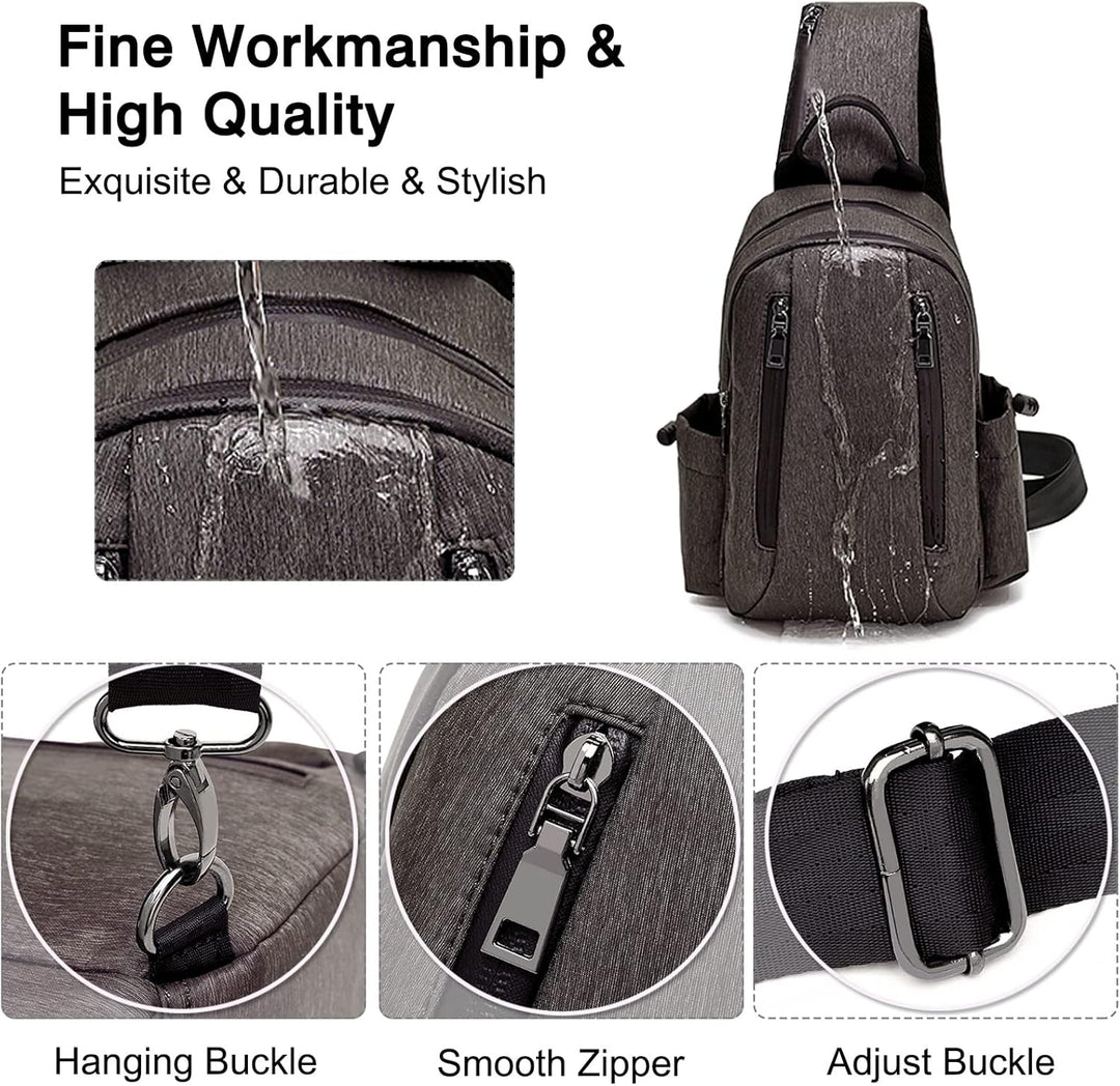 FANDARE Retro Brusttasche Sling Bag Sling Rucksack Schultertasche Crossbody Bag Business Umhängetasc