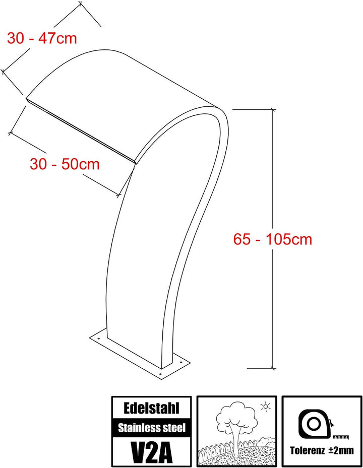 Köhko Pool Brunnen Schwalldusche Edelstahl Höhe ca. 65 cm Wasserschwall für Schwimmbad… 65CM Variati