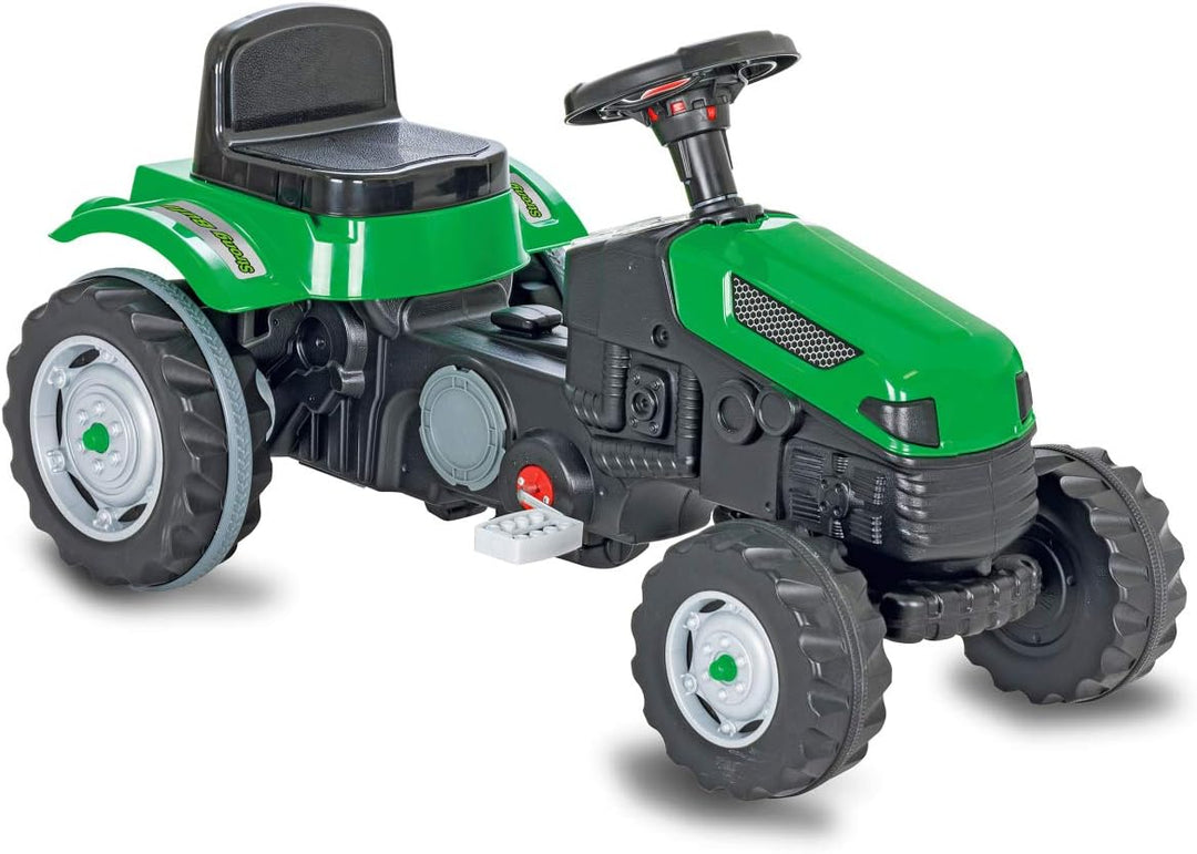 Trettraktor Strong Bull – Kippschutz, Antrieb durch Treten der Pedale, leichtgängiges Lenkradsystem,