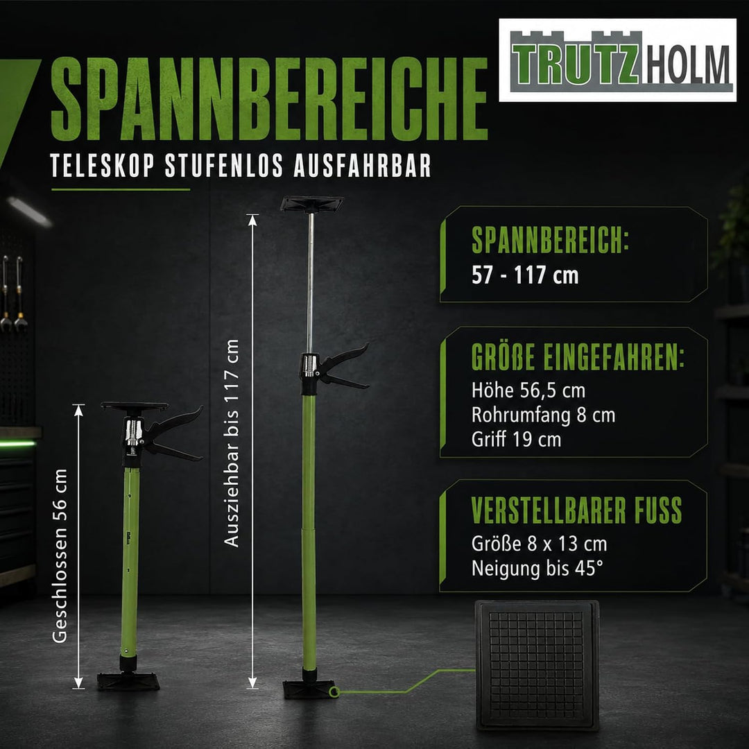 2x Montagestütze kurz 57-117 cm Klicksystem Teleskopstütze Einhandstütze Zargenspanner