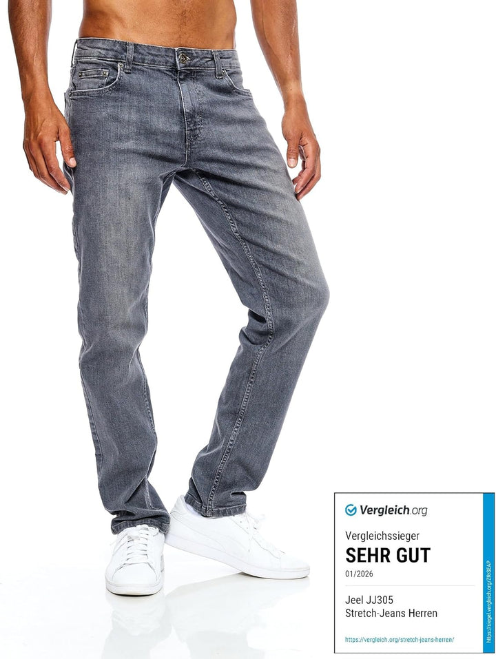 JEEL Herren-Jeans - Regular-Fit Straight-Cut - Stretch - Jeans-Hose Basic Washed 29W / 34L 04-grau,