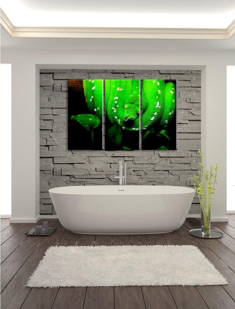 Pixxprint grüne Schlange Neon Lights Effekt als Leinwandbild/Grösse: 3 Teilig (120x80 cm) cm/Wandbil