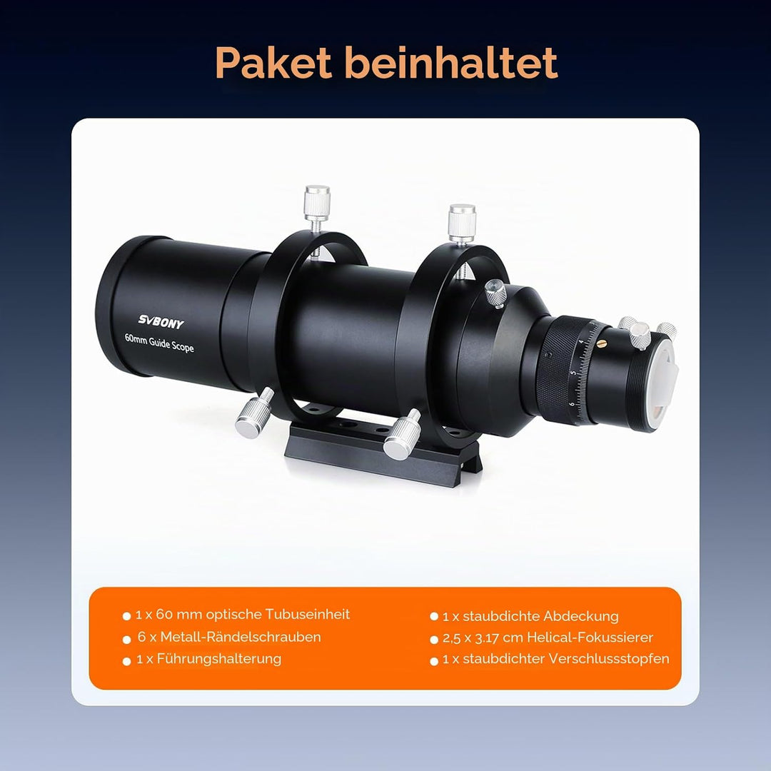 Svbony SV106 Teleskop Guiders, 60mm FMC Teleskope Sucher mit 240mm Brennweite Helical Fokussiergerät