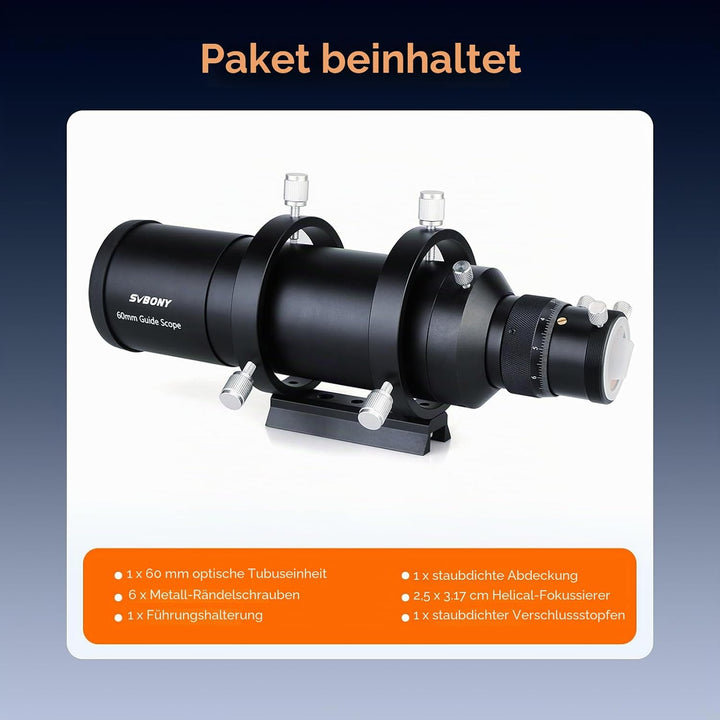 Svbony SV106 Teleskop Guiders, 60mm FMC Teleskope Sucher mit 240mm Brennweite Helical Fokussiergerät