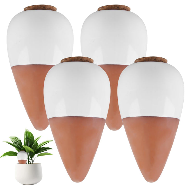 4er Set Automatische Bewässerung für Zimmerpflanzen, Mini Terrakotta zum Pflanzen, Wasserspender für