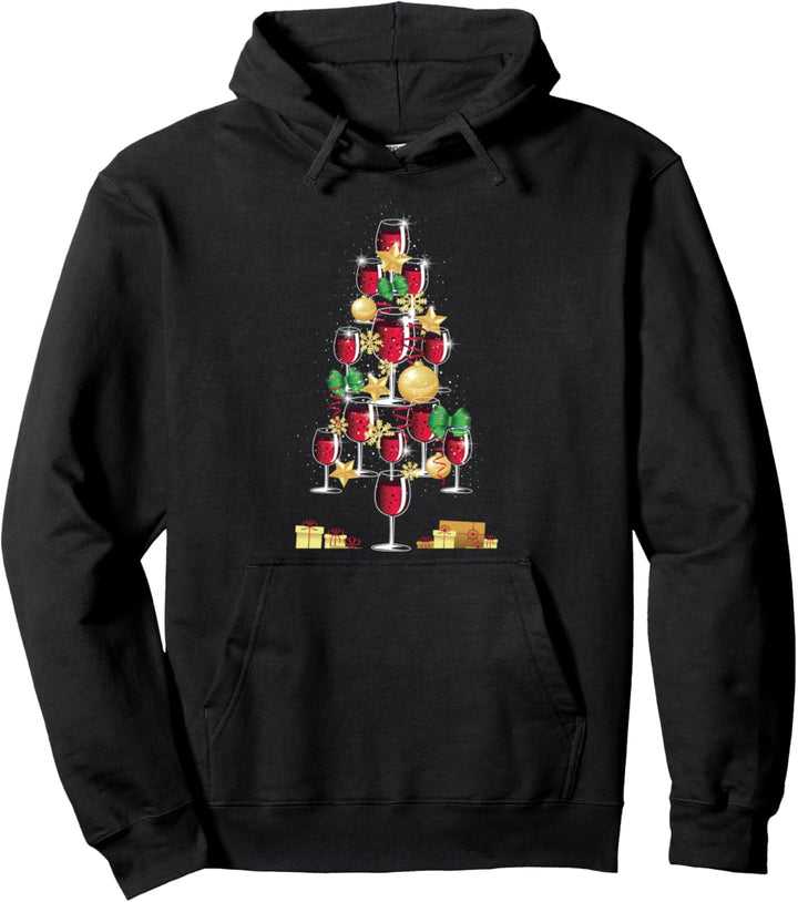 Rotwein Tannenbaum Geschenk Weihnachtsbaum Pullover Hoodie