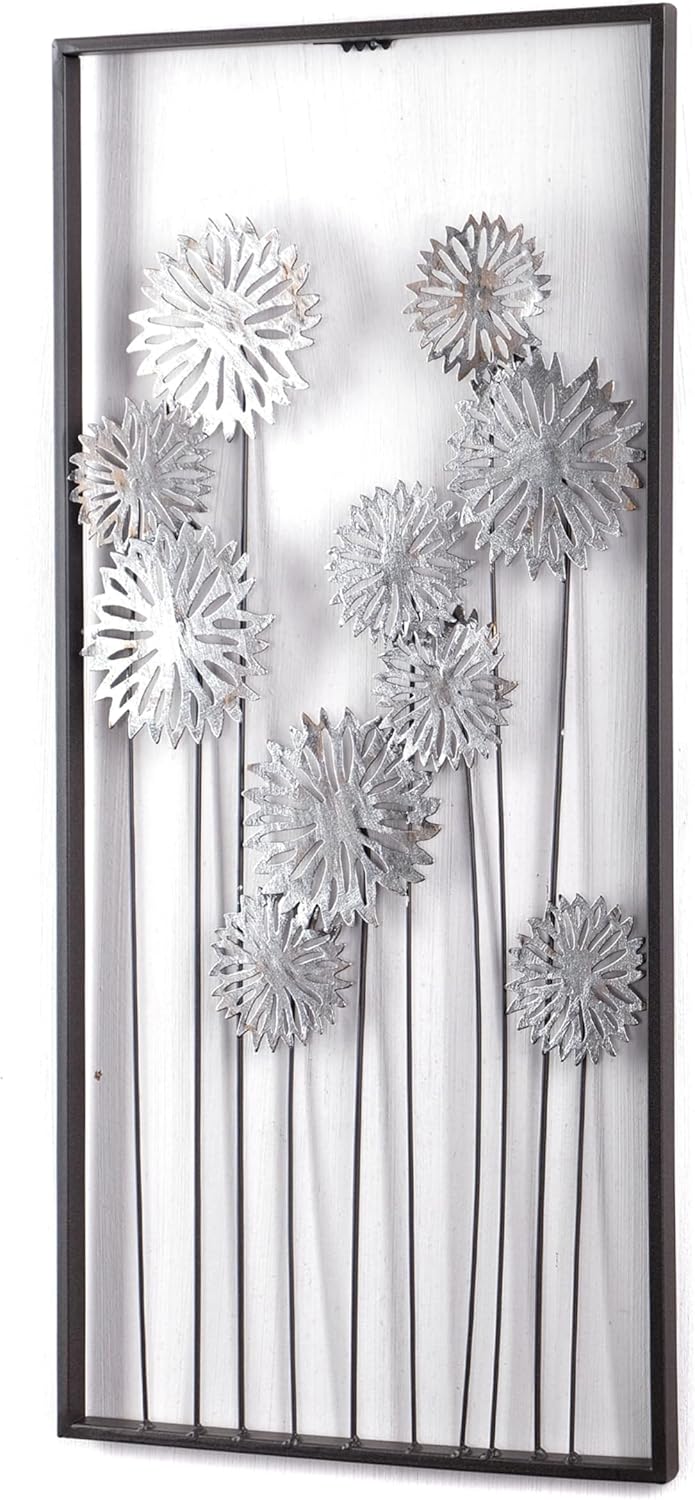 DESIGN DELIGHTS EINZIGARTIGE WANDDEKO Pure Flowers | Metall, 62 cm, Silber/braun | Wanddekoration Bl