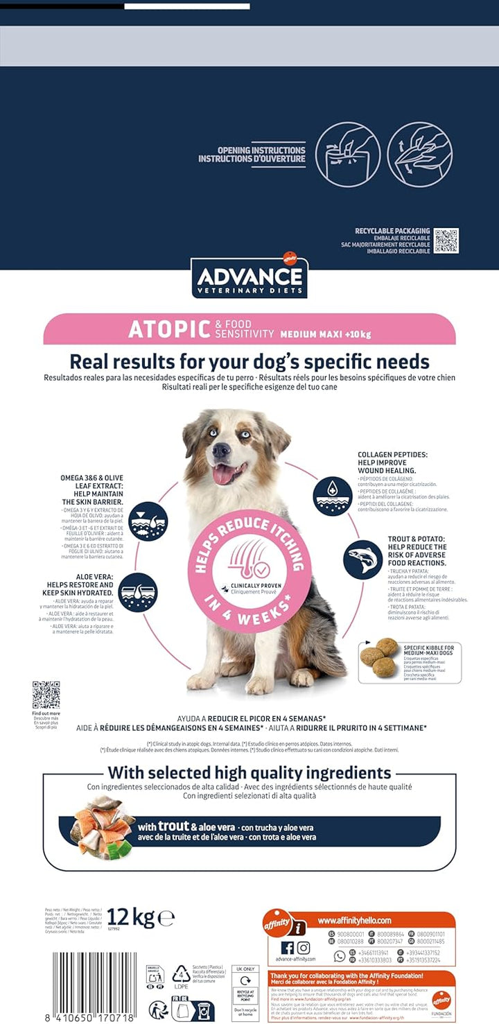 ADVANCE Atopic Care Hundediätfutter, 12kg, 1er Pack (1 x 12 kg)