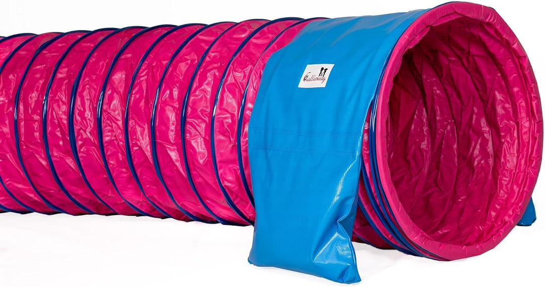 Callieway® Dog Agility Tunnel Profi Hunde Tunnel Agility Gerät (Stützsandsäcke bereits inklusive) (F