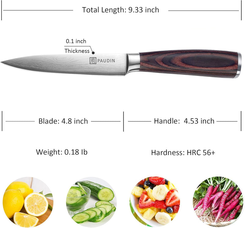 PAUDIN Kochmesser Allzweckmesser Profi 13cm Scharf Küchenmesser Chefmesser aus rostfreiem Deutscher