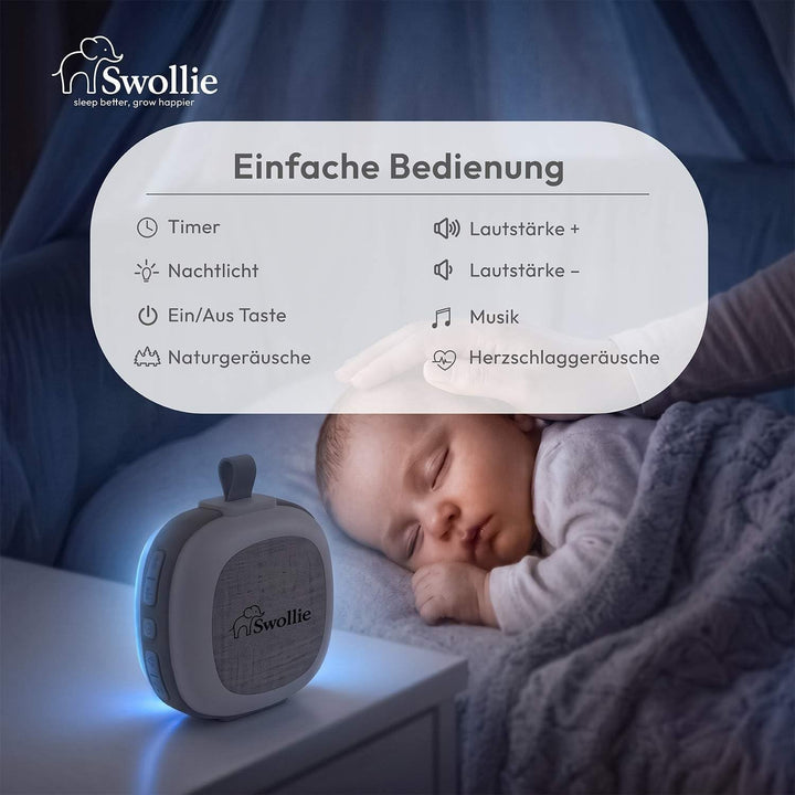 Tragbares White Noise Gerät &amp; RGB Nachtlicht mit Soundsensor, 32 beruhigende Geräusche, extra grosse