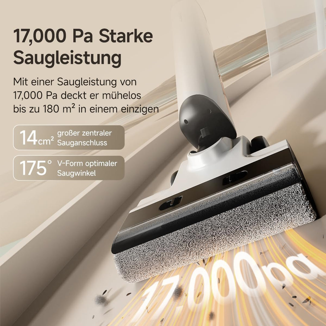 uwant D500 Nass Trockensauger,Abwassertanks-Desodorierung,180° Lay-Flat Saugwischer,17,000 Pa Saugkr