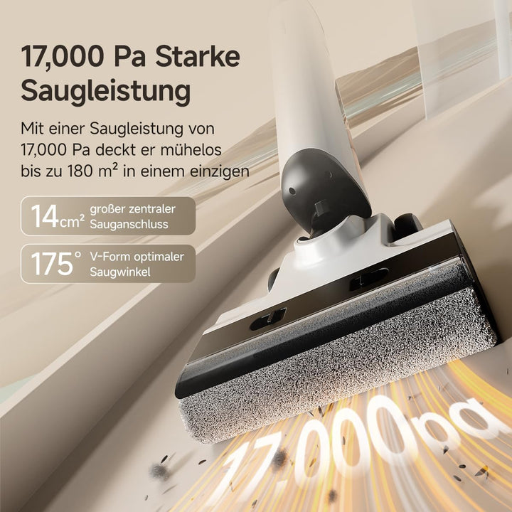 uwant D500 Nass Trockensauger,Abwassertanks-Desodorierung,180° Lay-Flat Saugwischer,17,000 Pa Saugkr
