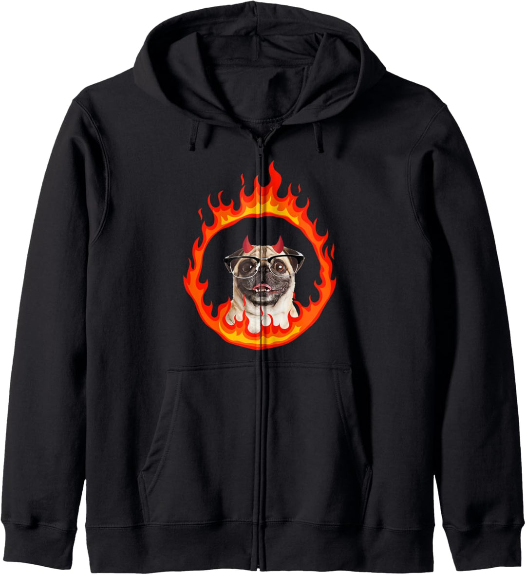 Devil Dog Pug w Glasses Kapuzenjacke
