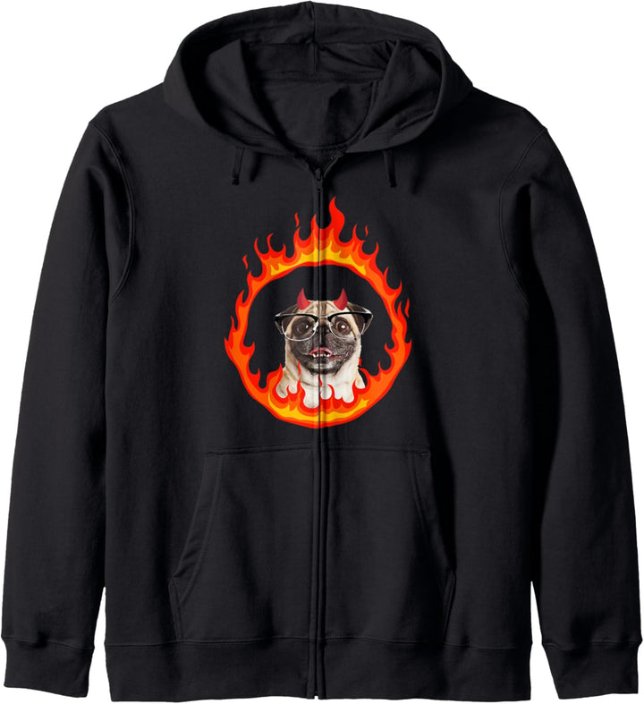 Devil Dog Pug w Glasses Kapuzenjacke