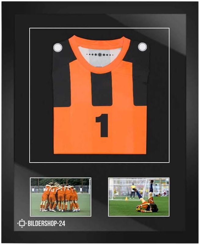 Bilderrahmen Trikotrahmen stabil RahmBig Schwarz 50 X 70 cm Rahmen für Trikots, Sport Shirts + Passe