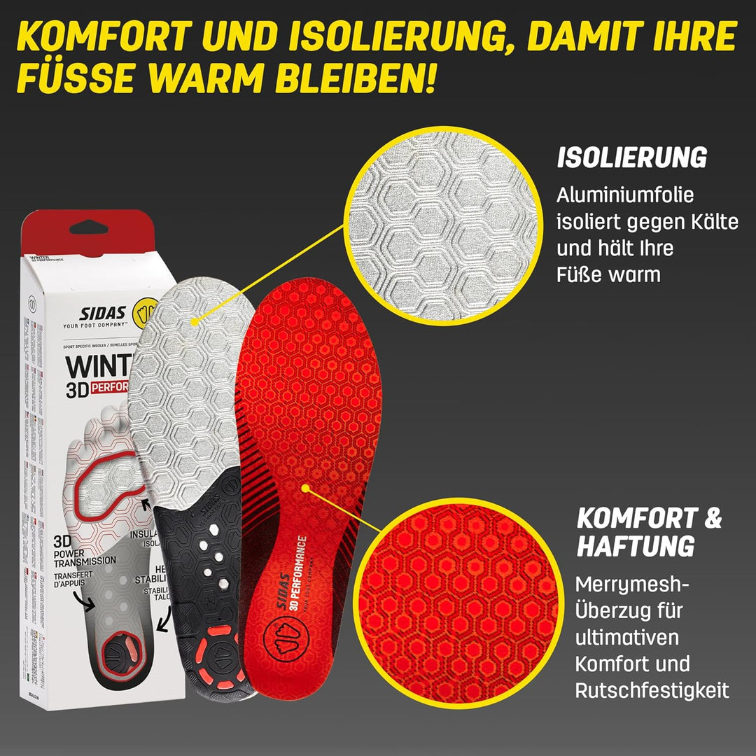 Isolierende Einlegesohlen für den Winter, Winter 3D Performance, Fussstabilität für Winteraktivitäte