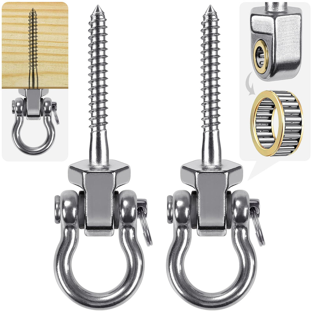 SELEWARE Robuste Edelstahl-Schaukelaufhänger mit Lagern, 2er-Pack – leise und reibungslose Drehhaken