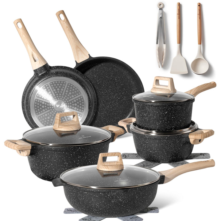 JUST PERFECTO Induktions Töpfe Set 15 pcs - Pfannenset mit deckel - Induktions Töpfe Set - töpfe & p